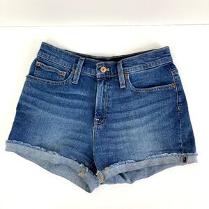 J. Crew Mercantile Jean Shorts Size 26 Blue Denim Raw Hem Pockets Distressed